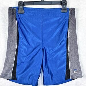 VTG Fila Dazzle Shorts Mens M Blue Silver Shiny Basketball Soft Gym Workout Y2K